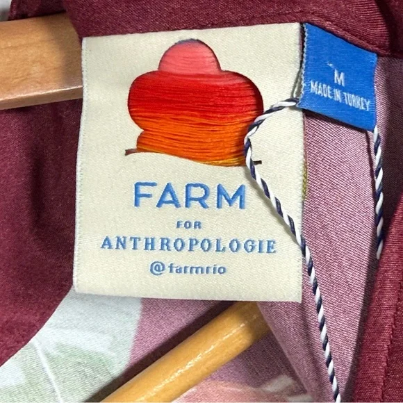 🍇 Farm Rio for Anthropologie Wine Fig Print Long Sleeve Dress | NWT | M - Picture 7 of 11